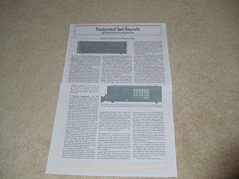 Epicure Model Four Preamp Review, 2 pgs, Full Test,1976