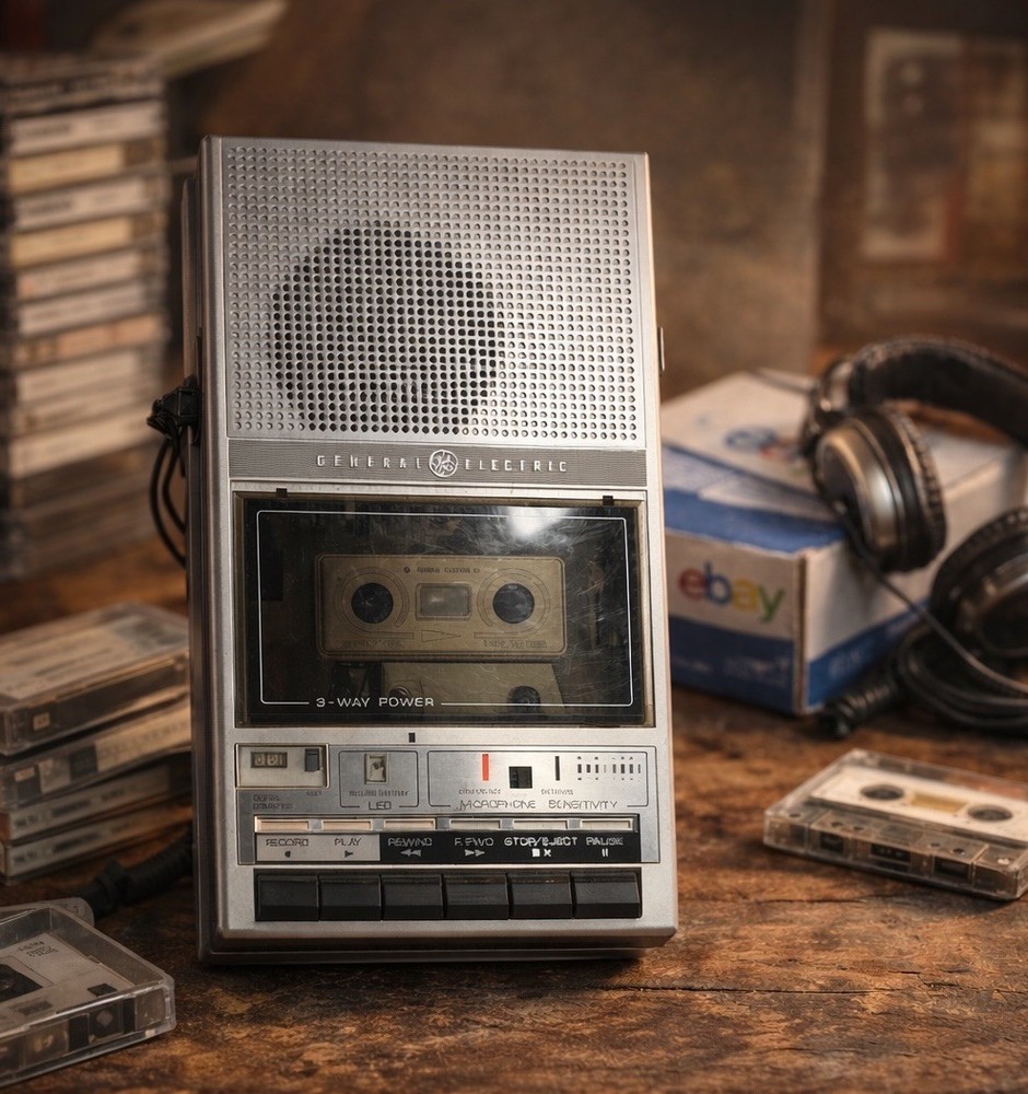 GENERAL ELECTRIC CASSETTE RECORDER MODEL 3-5157 3 WAY POWER – Works Great*