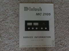 Vintage Original McIntosh MC2105 Service Manual. Good Condition.