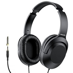 Philips Over Ear Wired Stereo Headphones for Podcasts, Studio One Size Black