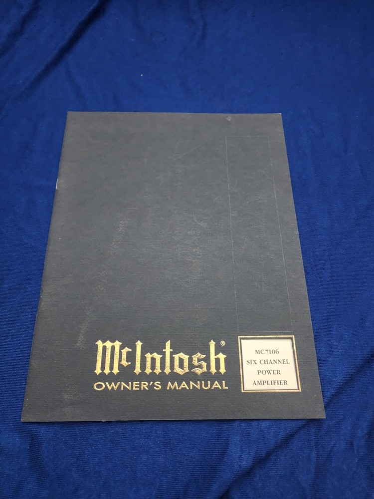 Vintage Original McIntosh Amplifier MC7106 Owners Manual