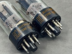 NOS Pair RCA 6SN7GTB Tall Bottle Matched Codes Black Plates D Getters Test NOS