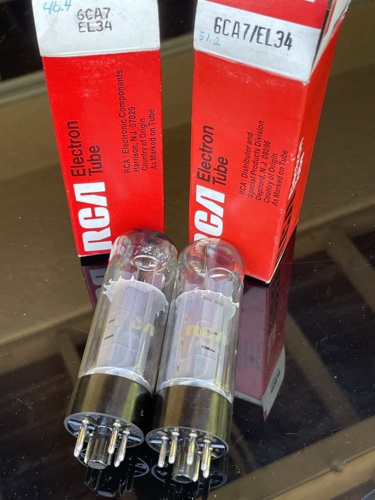 Pair RCA by Matsushita EL34 6CA7 Tubes & Boxes GT Britain Hickok TV7 Tested