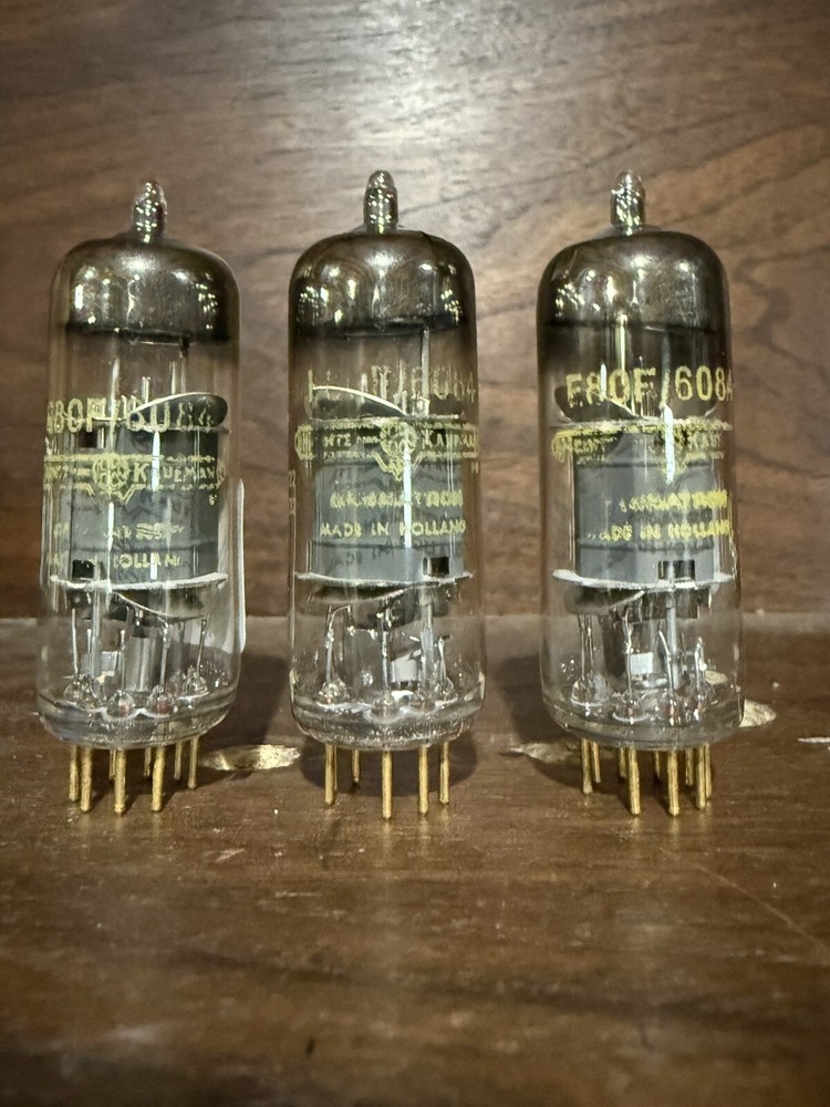 Lot Of 3 Amperex 6084/E80F Gold Pin Tubes Holland Test NOS