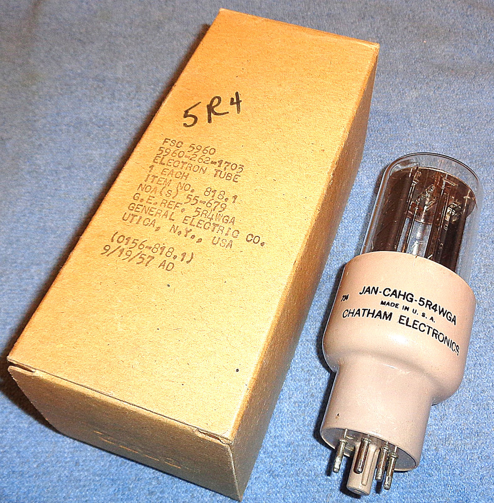 1 NOS Chatham JAN 5R4WGA Vacuum Tube 1957 Rectifier “Potato Masher”