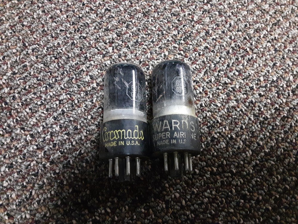 Pair Mixed 6V6GT / Dark Glass Vintage Radio Tube Guitar Audio Amp Tested