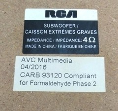 RCA SUB-WOOFER SPEAKER Tested W/ Multimeter Reading 9.5 Ohms SEE PHOTOS