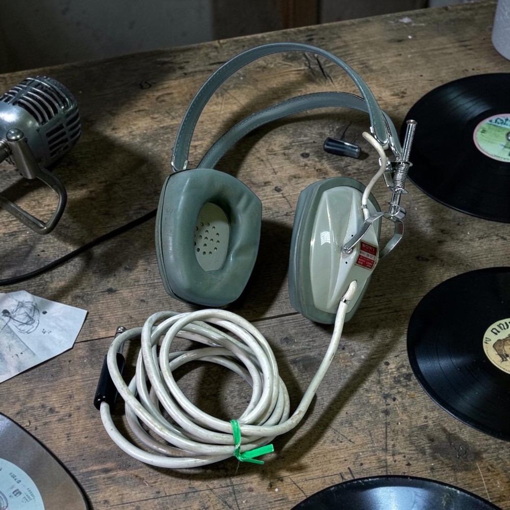 Vintage 1960s Sony DR-3C Stereo Headset Headphones Japan MCM Retro Mid-Century