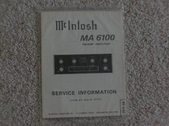 Vintage Original McIntosh MA6100 Service Manual. Good Condition.