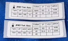 TWO Amperex 7591A Tubes / Amplitrex Tested Above 90% / Within 3% Gm Matched