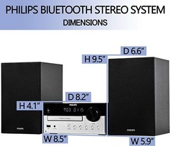 Philips Bluetooth Stereo System with CD Player, MP3,USB, AU in, FM Radio