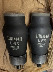 VERY RARE NOS GLASS TUBES MATCH PAIR L63 / 6J5G BRIMAR VINTAGE 1950’S [] GETTERS