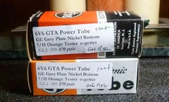 Pair GE Grey Plate 6v6 GTA Power Tubes 7/15 on the Orange Tester