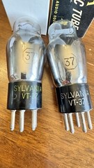 Pair Type VT 37 ST Bottle Globe Black Plate Power Tubes Sylvania SC251A SC966P