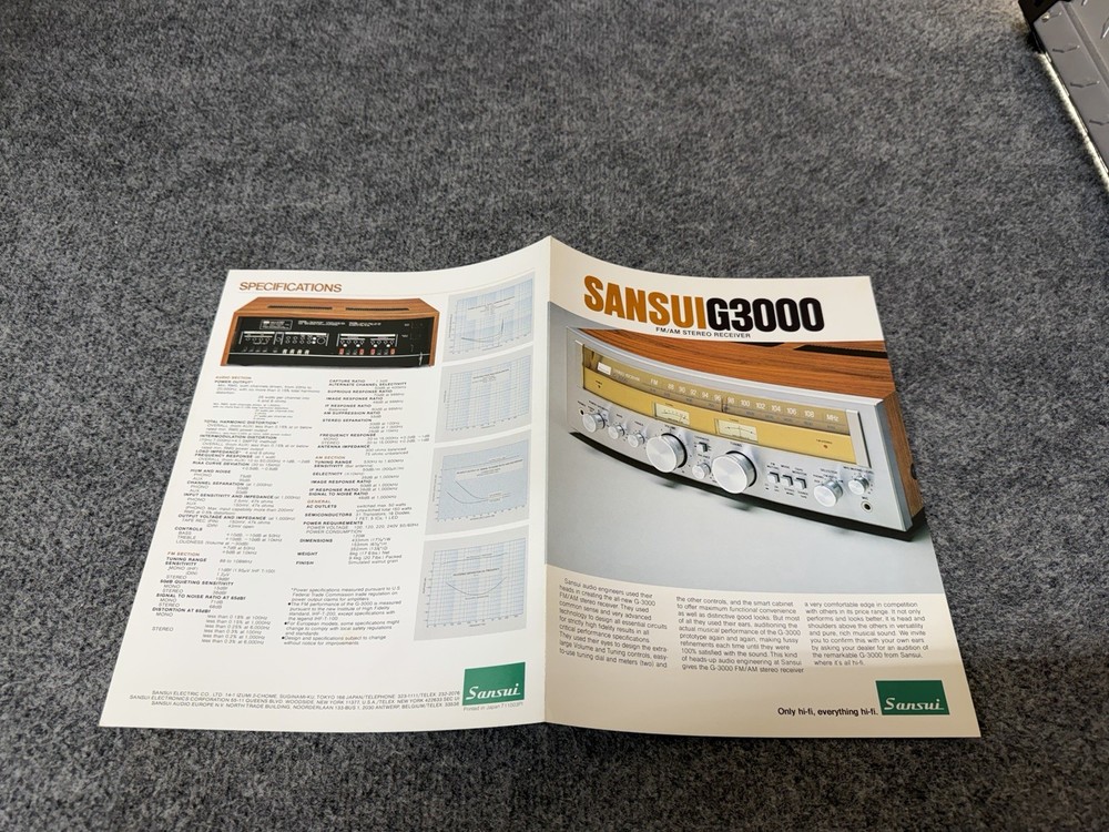 ⭐️ Original Sansui G3000 Stereo Receiver Dealer Sales Brochure – Beautiful!