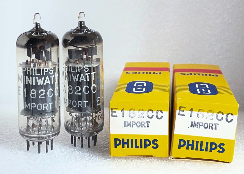 New matched pair E182CC 7119 tubes Philips Miniwatt SQ quality D-getter