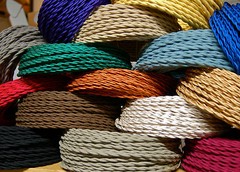 8′ Twisted Cloth Covered Wire & Plug, Vintage Light Rewire Kit, Lamp Cord, rayon