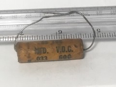Pyramid outside foil wax capacitor 85TOC .033 mfd 600 vdc 210v063A33