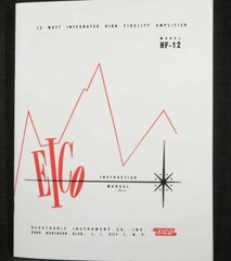 Eico HF-12 mono tube amplifier assembly & operation manual reprint