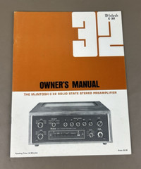 MCINTOSH C32 STEREO PREAMPLIFIER OWNERS MANUAL D-1310