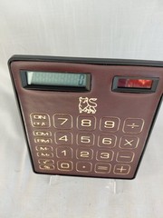 Vintage VITRONIC Solar/Battery Calculator 1980’s NIB Faux Leather Full Size Good
