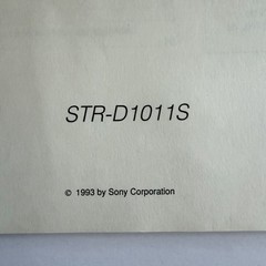 Sony STR-D1011S FM AM STEREO RECEIVER Owners Manual Instructions *Original* 1993