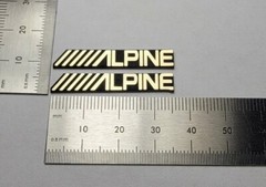 Alpine Custom Speaker Badge Logo Emblem Brushed Gold Pair
