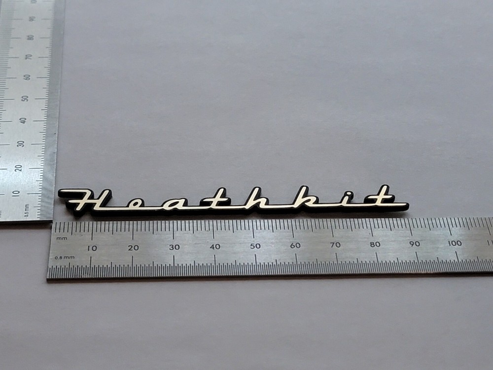 Heathkit Badge Logo Emblem 3.5 Inch Brushed Gold With Adhesive