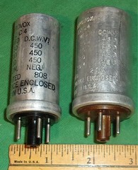 2-Vintage AEROVOX Octal-Base Plug-In Electrolytic Can Capacitors E2C4 30-10-10uF