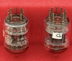 Two GE 6386 Tubes /Amplitrex Tested / D Getters / x3 Mica / Black Plates 1950’s