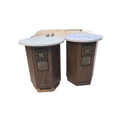 PAIR EMPIRE GRENADIER 6000 SPEAKERS Round Marble Table Top Vintage -PLEASE READ