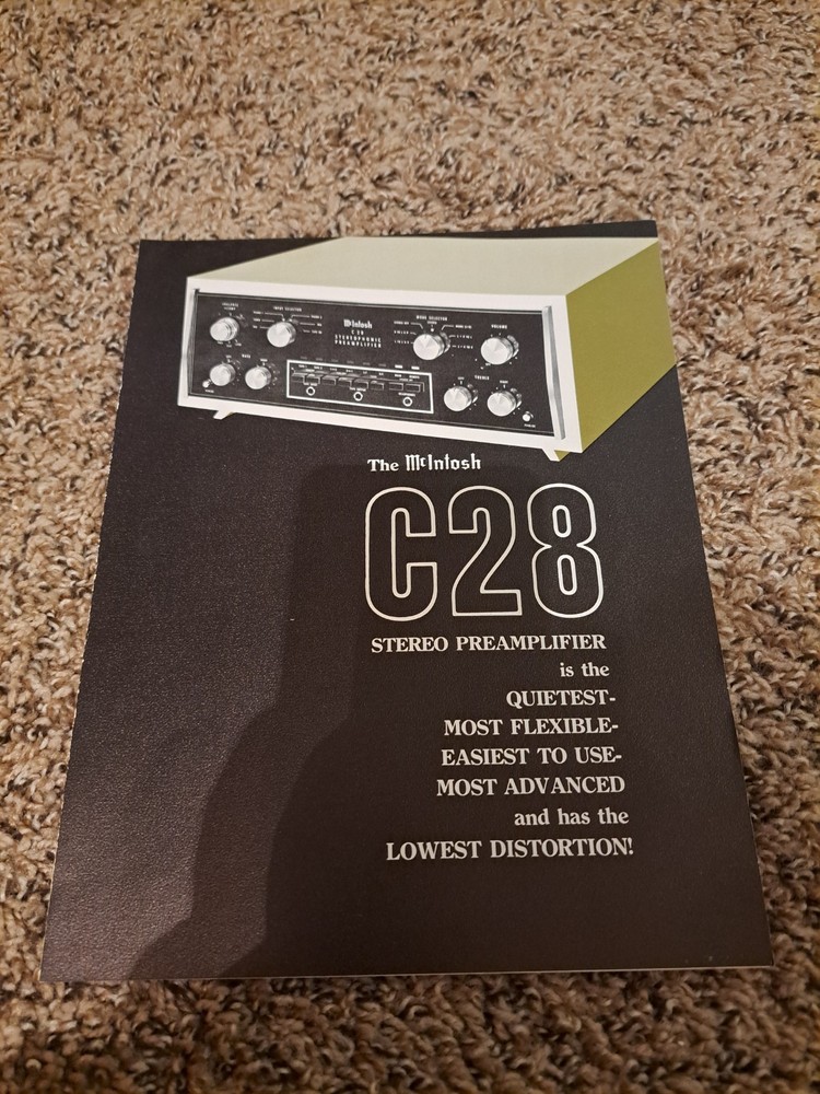 ORIGINAL Mcintosh C-28 Stereo Preamplifier Dealer Spec Catalog Sheet Vintage