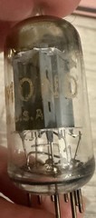 NOS 12AX7 Rare Hammond Musical Bent D Getter Long Plates Wrinkle Glass