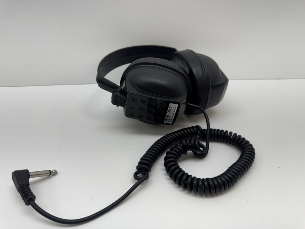 Vintage Ever Ready HS 77 Headphones 600 Ohm Mono 1/4″ Jack Coiled Cord Taiwan