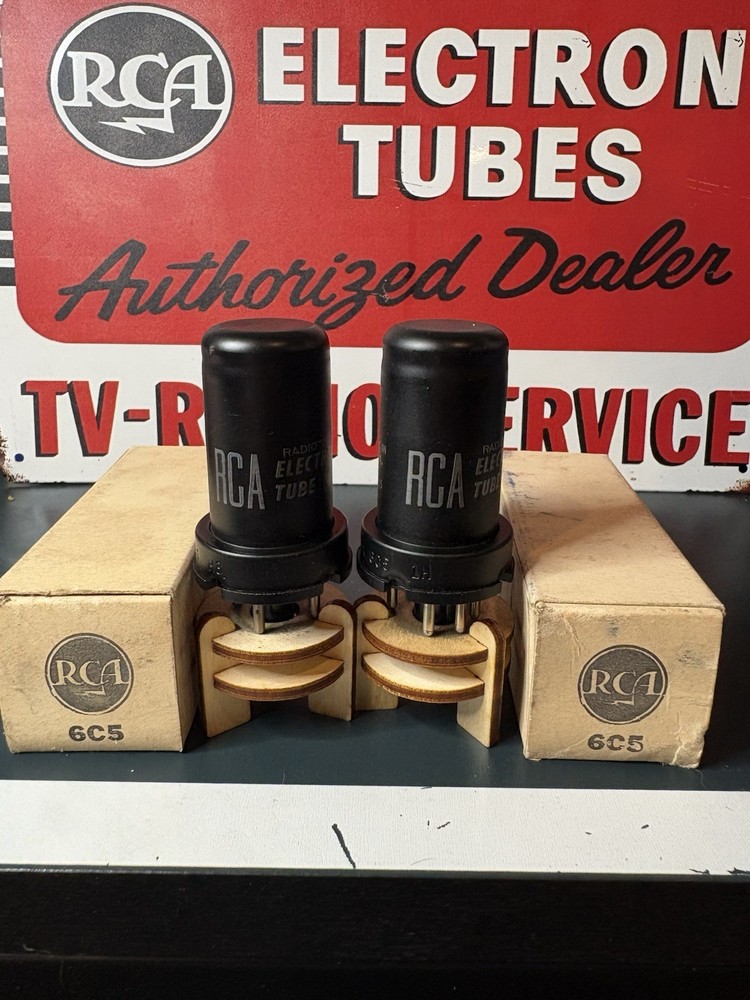 Matched Pair 1959 RCA 6C5 Metal Tubes 539C Tested NOS NIB 🔈