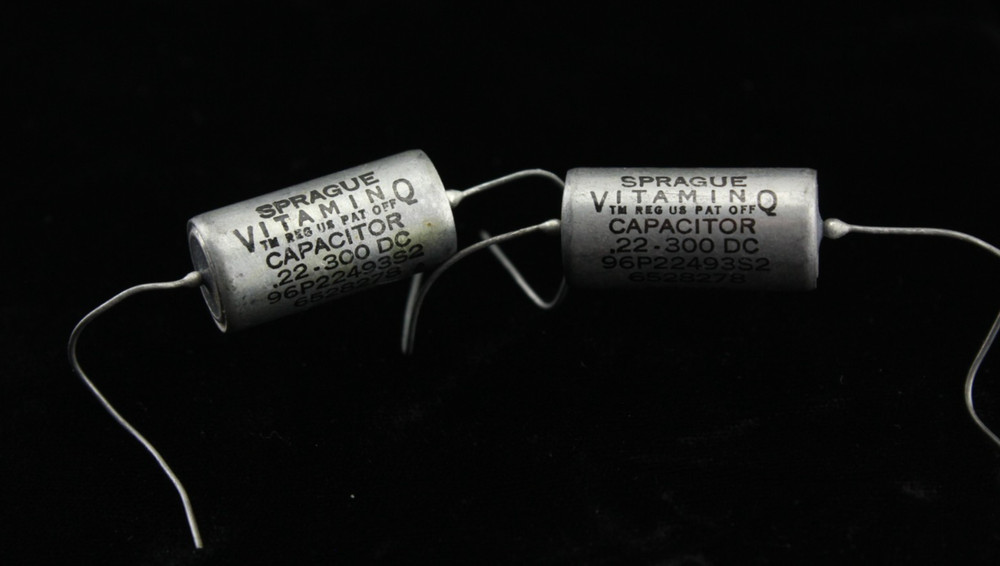 New Qty 2 Matched Pair Sprague Vitamin Q .22uF 300V PIO Capacitors NOS USA 1965