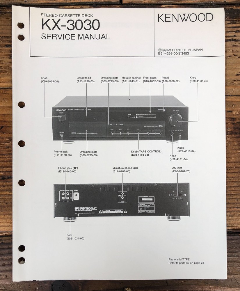 Kenwood KX-3030 Cassette Service Manual *Original*