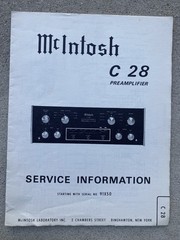 McIntosh C28 Preamp Service Manual *Original*
