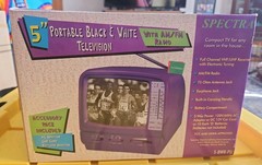 SPECTRA 5″ Black & White AC/DC/12v Portable TV with AM/FM Radio – New Old Stock