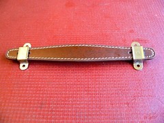 Brown Stitched Leather look Handle fits Fender Champ Deluxe amplifier Nickel end