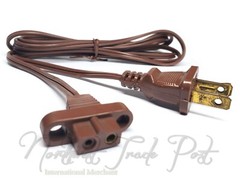 6ft Polarized 2-Pin Power Cord with Ears for Vintage Solid State TV Stereo Radio