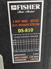 Fisher DS-810 3-Way Bass Reflex Hi-Fi Studio Standard 5-50W 8 OHM Speaker (Pair)