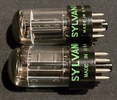 SYLVANIA 6SN7 GTB TUBE 1951 CHROME TOPPED HALO BLACK PLATES MATCHING SET