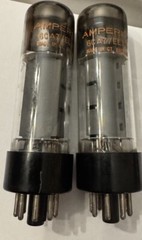 NOS gM Matched Pair AMPEREX GT Brittain 6CA7 EL34 Dimple Tops Grails