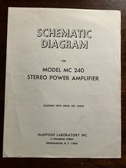 McIntosh Model MC240 Power Amplifier Amp Schematic Diagram Genuine Original OEM