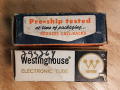 Pair of Sylvania (West. lbl) 5692 Brown Base NOS NIB Vacuum Tubes – 9% matched