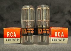 RCA 6SN7 GTB TUBE 1968 GLOW TOPS 2 HOLE TOUGH DOGs TALL BOTTLE MATCHING SET NIB