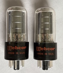 Matched Pair RCA 6V6GT Tubes Clear Top & Glass Black plates, Webcor labeled 1965