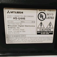 Mitsubishi HS-U446 VCR VHS Player Recorder Tested Working No Remote