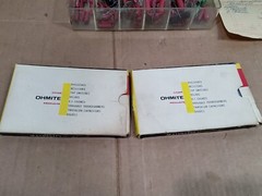 new Vintage NOS Pyramid 600 Capacitor Type III display box Ohmite Resistors USA
